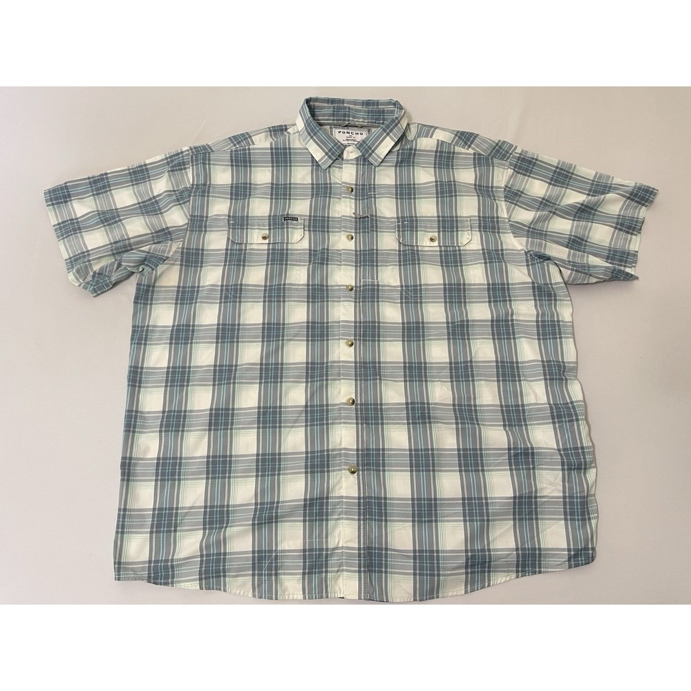 Poncho Shirt Mens XXL Plaid Magnetic Pockets Fishing Outdoors Vented Reg Fit